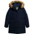 Steppjacke SUPERDRY "EVEREST FAUX FUR PARKA JACKET" Gr. M, blau (nordic chrome navy), Damen, Web, Obermaterial: 100% Polyester, unifarben, Jacken