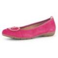 Ballerina GABOR Gr. 38,5, pink, Damen, Ziegenveloursleder, unifarben, Schuhe, flache Schuhe, Slipper mit Hovercraft Luftkammern-Laufsohle