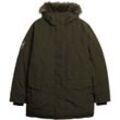 Parka SUPERDRY "EVEREST FAUX FUR PARKA JACKET", Herren, Gr. S, grün (army khaki grün), Web, Obermaterial: 100% Polyester, unifarben, modisch, loose fit, Langarm, Jacken