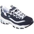 Sneaker SKECHERS "D´Lites - Biggest Fan", Damen, Gr. 35, blau (navy, weiß), Leder, Synthetik, Textil, sportlich, Schuhe, im trendigen Chunky-Style, Freizeitschuh, Halbschuh, Schnürschuh, Topseller