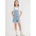 Latzhose LEVI'S KIDS, Mädchen, Gr. 6 (116), N-Gr, blau (clear skies), Denim/Jeans, Obermaterial: 100% Baumwolle, casual, regular fit kurz, Hosen, mit Knöpfen an der Taille for GIRLS