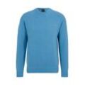 Strickpullover BOSS ORANGE "Kluna", Herren, Gr. L, blau (open blau472), Strick, Obermaterial: 54% Polyacryl, 46% Wolle, unifarben, casual, relaxed fit, Rundhals, Langarm eingesetzt Strickbündchen, Pullover, mit Logostickerei