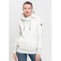 Kapuzensweatshirt RAGWEAR "GRIPYBUTTON", Damen, Gr. XS (34), weiß (weiß 7000), Sweatware, Obermaterial: 90% Baumwolle, 10% Polyester, meliert, kontrastfarbene Details, casual, figurbetont, Langarm Rippbündchen, Sweatshirts, Sweater mit rustikalen Kordel-Akzenten