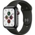 Apple Watch Series 5 (2019) GPS + Cellular 44 mm - Rostfreier Stahl Space Schwarz - Sportarmband Schwarz