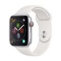 Apple Watch Series 4 (2018) GPS + Cellular 44 mm - Rostfreier Stahl Silber - Sportarmband Weiß