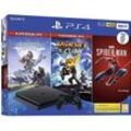 PlayStation 4 Slim 500GB - Schwarz + Marvel’s Spider-Man + Horizon Zero Dawn + Ratchet & Clank