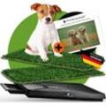 PfotenWunder® Hundeklo + 2X-Easy-WASH-Rasen + 1x Büchlein, Hundetoilette für kleine & große Hunde, 100% Festes Gras, Welpentoilette drinnen Welpenklo zuhause Gras Hundetoiletten Balkon Indoor WC Klo