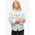 Sweatshirt SUPERDRY "SPORT LUXE LOOSE CREW SWEAT" Gr. S, grau (cadet grau marl), Damen, Obermaterial: 80% Baumwolle, 20% Polyester, meliert, Sweatshirts