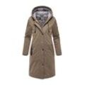 Winterjacke MARIKOO "Ledalaa" Gr. L, grau (stone brown) Damen Jacken mit großer Kapuze