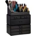 Relaxdays - Kosmetikorganizer mit 6 Schubladen, 22 Fächer Make Up Organizer, große Schmink-Aufbewahrung aus Acryl, schwarz