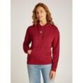 Kapuzensweatshirt TOMMY JEANS "TJW BXY BADGE HOODIE", Damen, Gr. XS (34), rot (regatta rot), Sweatware, Obermaterial: 100% Baumwolle, unifarben, casual, regular fit hüftlang, Langarm Rippbündchen, Sweatshirts, mit Logostickerei