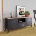 Maison Chic - TV-Lowboard für Wohnzimmer tv Schrank TV-Möbel Schwarz 110x30x43 cm Eisen und Massivholz Tanne DE18834