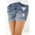 BUFFALO Jeansbermudas blau Gr. 34 für Damen. Figurumspielend. Nachhaltig.