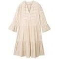 TOM TAILOR Damen Tunika Kleid mit Streifen, beige, Gestreift, Gr. 36