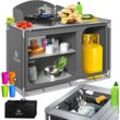 Campingschrank Campingküche mit Aluminiumgestell inkl.Tragetasche Kocherschrank für Camping Outdoor-Campingmöbel Typ F4 (Grau) - Kesser