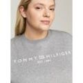 Sweatshirt TOMMY HILFIGER CURVE "CRV MDRN REG CORP LOGO SWTSHRT" Gr. 48, grau (medium grey heather) Damen Sweatshirts mit Logostickerei