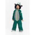 Schneeoverall WEEDO "BOMONDO" Gr. 116/128, grün (bottle green + silver) Jungen Overalls Hochfunktionaler Schneeanzug