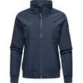 Outdoorjacke RAGWEAR "Goona", Damen, Gr. 5XL (50), blau (navy), Obermaterial: 100% Polyester, Innenfutter: 100% Polyester, sportlich, lässig geschnitten hüftbedeckend, hoch geschlossener Ausschnitt, Langarm Ärmel ohne Ärmelschlitz Rippstrickbündchen, Jacken, stylische, wasserdichte Übergangsjacke mit hohem Kragen