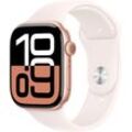 Smartwatch APPLE "Watch Series 10 Aluminium" Smartwatches Gr. 46mm, ohne eSIM, S/M, Sport Band, rosegold (rosa, rosegold)