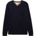 TOM TAILOR Herren Strickpullover mit V-Ausschnitt, blau, Meliert, Gr. XXL