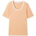 TOM TAILOR Damen Gestreiftes T-Shirt mit Bio-Baumwolle, orange, Gr. XL