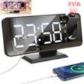 Readcly - Réveil lumineux Projecteur avec Horloge Numérique, avec Double Alarme et Écran Miroir led ,7 boutons, Avec mode snooze, 4 Niveaux de