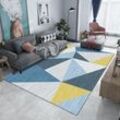 Teppich Wohnzimmer Kurzflor Modern Geometrisches Design für Wohnzimmer, Flur, Schlafzimmer Teppichläufer - Blau Gelb 120x160cm