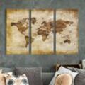 Micasia - Leinwandbild 3-teilig - No.CG75 Map of the world - Hoch 2:1 Größe HxB: 3x 80x40cm