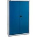 Schäfer Shop Select Materialschrank MS 2512, mit 8 Böden, B 1200 x T 500 x H 1935 mm, weißaluminium/enzianblau