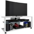 VCM Holz TV Lowboard Rollen Fernsehschrank mobil Rack Konsole Möbel Fernsehtisch Fernseh Phono Glas Folas XL