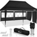 Tillvex - Pavillon 3x6m - mit 3 Seitenwänden Schwarz wasserdicht Pop-Up Faltpavillon höhenverstellbar Gartenzelt uv Schutz 50+ Partyzelt mit Tasche