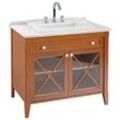 Villeroy und Boch Hommage Waschtisch-Unterschrank 897963R1 98,5 x 90,5 x 62 cm, mit Waschtisch, Front Walnut, weiß C-plus