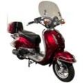 Motorroller ALPHA MOTORS "Retro Firenze Limited", rot (weinrot), Motorroller & MofasB:89cm H:112cm L:189cm, mit Lenkerschloss und Windschild, B:89cm H:112cm L:189cm