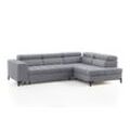 Ecksofa EXXPO - SOFA FASHION "Bocco, hochwertige Verarbeitung, toller Sitzkomfort, bequem, L-Form", weiß (silber), B:276cm H:75cm T:203cm, 100% PES, Sofas, wahlweise mit Bettfunktion u. Bettkasten, inkl. Kopfteilverstellung