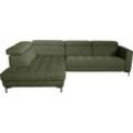 Ecksofa ALINA "Bahira", grün (olivgrün tat 333), B:306cm H:105cm T:222cm, Struktur TAT (100% Polyester), Sofas, Inkl. Rückenlehnen- und Sitztiefenverstellung, Breite 306 cm