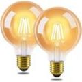 Los mit 2 led Glühbirne E27 Vintage Lampe Gbly G95 Warmweiss Filament Leuchtmittel 2700K 4W Edison Retro Glühlampe Warmweiß Birne Glas Antike