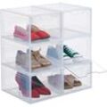 Schuhboxen 6er Set, mit Tür, Schuhorganizer, stapelbar, für Schuhe bis Größe 50, Sneaker Boxen, transparent - Relaxdays