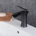 Sjqka - Modernes Wasserfall-Wasserhahn-Design, Badezimmer-Wasserhahn, Einhand-Waschtischarmatur für Badezimmerwaschbecken und Waschbecken (schwarz)