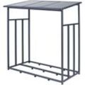 Metall Kaminholzregal, 145,3x57x145 cm, Anthrazit, für Außen, Garten Kaminholzunterstand 1,2 m³, Stabile Brennholzregal Kaminholzlager