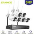 Kit de vidéosurveillance Extérieur Sans fil 5MP nvr 6×Caméras Vision Nocturne Interphone Bidirectionnel cctv Système de caméra de sécurité WiFi ip