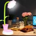 Qiedie - Kinder-Schreibtischlampe, LED-Schreibtischlampe, Touch-Sensor, dimmbare Nachttischlampe, augenfreundliche Leselampe mit Stifthalter (Rosa)