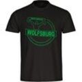 multifanshop Herren T-Shirt - Wolfsburg - Meine Fankurve - Druck grün - Männer