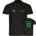 multifanshop Herren T-Shirt - Mönchengladbach - Trikot Nummer 12 - Druck grün - Männer