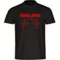 multifanshop Herren T-Shirt - England - Herzschlag - Druck rot - Männer