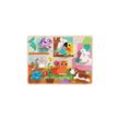 Tooky Toy 3D Kinder Holz-Puzzle Tiere, 8-teiliges Steckpuzzle, ab 12 Monaten hellbraun