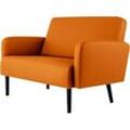 Zweisitzer Sofa easyChair® by Paperflow LISBOA, desinfektionsmittelbeständiger Kunstlederbezug orange, Fußgestell schwarz, B 1240 x T 815 x H 830 mm