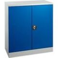 Schäfer Shop Select Stahlschrank, 2 OH, 2 höhenverstellbare Einlegeböden, Drehzylinderschloss, B 916 x T 422 x H 1000 mm, lichtgrau RAL 7035/enzianblau RAL 5010