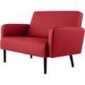 Zweisitzer Sofa easyChair® by Paperflow LISBOA, desinfektionsmittelbeständiger Kunstlederbezug rot, Fußgestell schwarz, B 1240 x T 815 x H 830 mm