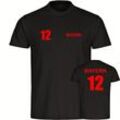 multifanshop® Herren T-Shirt - Bayern - Trikot Nummer 12 - Druck rot