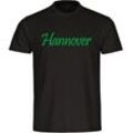 multifanshop Herren T-Shirt - Hannover - Schriftzug - Druck grün - Männer